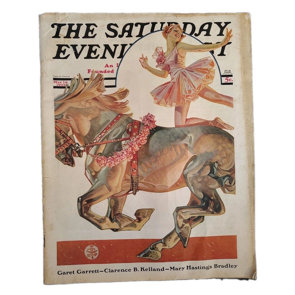 Vintage Saturday Evening Post May 14 1932 JC Leyendecker Circus F Scott...
